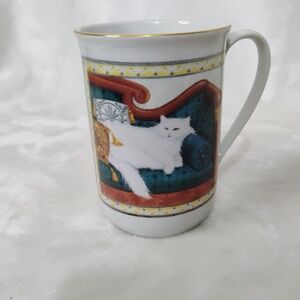 Vtg Four Seasons Russ Berrie White Persian Cat 9oz Coffee Tea Mug Cup Korea